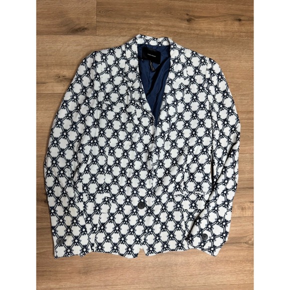 Isabel Marant Jackets & Blazers - Isabel Marant Ivory Navy Jacquard Silk Blazer Women's Size 38 Business Casual